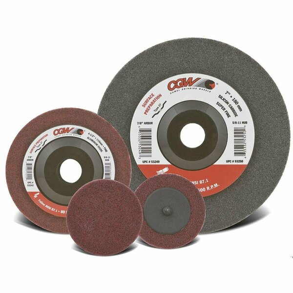 Cgw Abrasives Surface Preparation Wheel, 4-1/2 in Dia, 5/8-11 Center Hole, Fine Grade, Aluminum Oxide Abrasive 53243